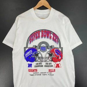 1991 Super Bowl Xxv New York Giants X Buffalo Bills X Shirt Collection Tee